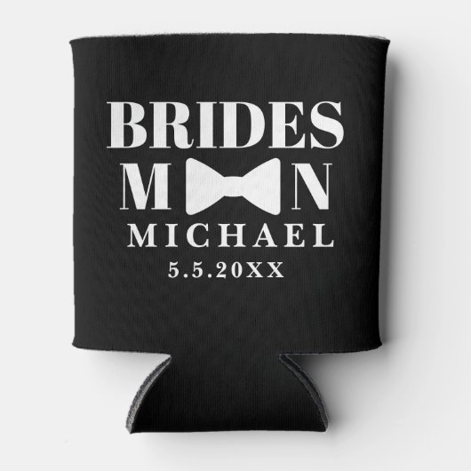 bruidsman zwart wit boog bruiloft gepersonaliseerd blikjeskoeler (Voorkant)