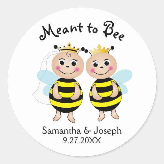 Bruidsmeesticker 'Meant to Bee' Ronde Sticker (Voorkant)