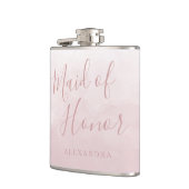 Bruidsmeis Siddende Roze Roos Bruiloft Geschenk vo Heupfles (Links)