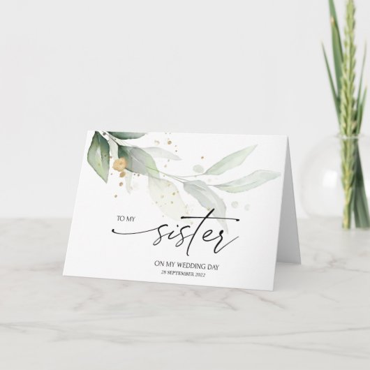 Bruidsmeisje aan zus huwelijksdag cadeau van de br kaart (Voorkant)