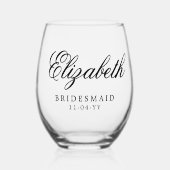 Bruidsmeisje Aangepaste Gepersonaliseerde Naam Bru Wijnglas Zonder Voet (Voorkant)