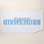 Bruidsmeisje Aangepaste Naam Girly Wit en Blauw Strandlaken (Voorkant)