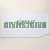 Bruidsmeisje Aangepaste Naam Girly Wit en Groen Strandlaken (Voorkant)