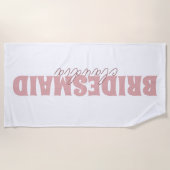 Bruidsmeisje Aangepaste Naam Meisjesachtig Wit en Strandlaken (Voorkant)