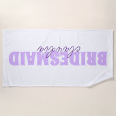 Bruidsmeisje Aangepaste Naam Meisjesachtig Wit en  Strandlaken (Voorkant)