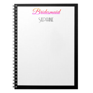 Bruidsmeisje Aangepaste Naam Zwart Roze Wit Bruilo Notitieboek