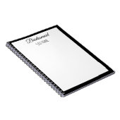 Bruidsmeisje Aangepaste Naam Zwart Wit Eenvoudige  Notitieboek (Rechterzijde)