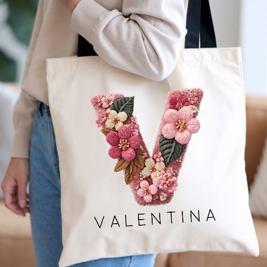 Bruidsmeisje | Aangepaste Vintage Monogram Bloem B Tote Bag