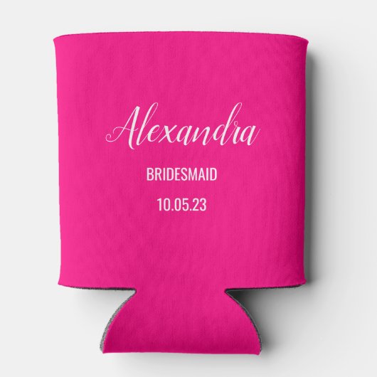 Bruidsmeisje Bachelorette Naam & Datum Hot Pink Blikjeskoeler (Achterkant)
