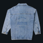 Bruidsmeisje Bachelorette Party Bruids Bruiloft Denim Jacket<br><div class="desc">Dit spijkerjack is niet alleen een kledingstuk; het is een gepersonaliseerde aandenken die een vleugje edgy charme toevoegt aan je bruidsfeestje. Met aanpasbare elementen, kunt u het personaliseren met de naam van de bruidsmeisje of een speciaal bericht, waardoor het een uniek en gekoesterd onderdeel van uw bruiloft viering. Deze jas...</div>