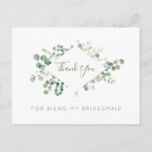bruidsmeisje bedankt kaart met eucalyptus groen (Voorkant)