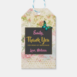 Bruidsmeisje Bedankt w / Vlinder op  Collage Cadeaulabel