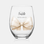 Bruidsmeisje beige crème boog wijnglas zonder voet (Achterkant)