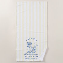 Bruidsmeisje Blauw & Geel Moderne Strandhanddoek