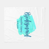 Bruidsmeisje blauw groen waterverf naam toevoegen  fleece deken (Voorkant (Horizontaal))
