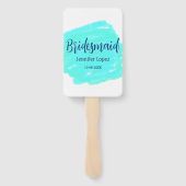 Bruidsmeisje blauw groen waterverf naam toevoegen  handwaaier (Achterkant)