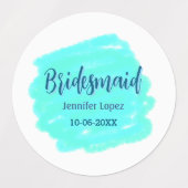 Bruidsmeisje blauw groen waterverf naam toevoegen  labels (Design 1)