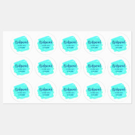 Bruidsmeisje blauw groen waterverf naam toevoegen  labels