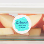 Bruidsmeisje blauw groen waterverf naam toevoegen  labels (Aangebracht)