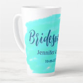 Bruidsmeisje blauw groen waterverf naam toevoegen latte mok (Linkerhoek)