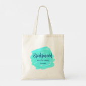 Bruidsmeisje blauw groene aquarel voeg naam datum  tote bag (Achterkant)