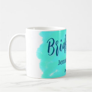Bruidsmeisje blauw groene waterverf voeg naam datu koffiemok