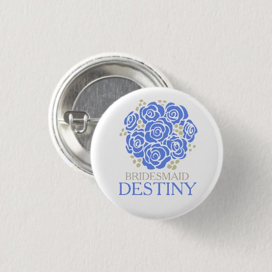 Bruidsmeisje blauwe boeket genaamd trouw pin knoop ronde button 3,2 cm (Voorkant /achterkant)