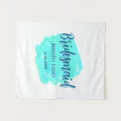 Bruidsmeisje blauwgroene aquarel naam datum stijl wandkleed (Voorkant (horizontaal))