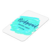 Bruidsmeisje blauwgroene waterverf naam datum stij magneet (Linkerzijde)