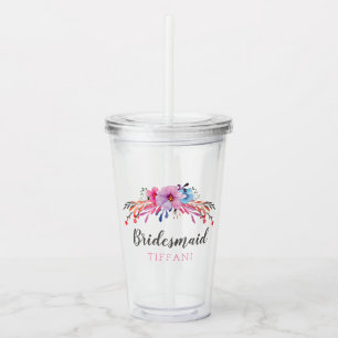 Bruidsmeisje Bloem Personalized Acryl Drinkbeker