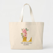 Bruidsmeisje Bloem Roze Goud Monogram Letter L Grote Tote Bag (Voorkant)