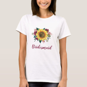 Bruidsmeisje Bloemen Zonnebloem Bourgondië Roos Br T-shirt