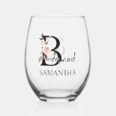 Bruidsmeisje Bloemenbrief Bruidsfeest Bruiloft Wijnglas Zonder Voet (Voorkant)