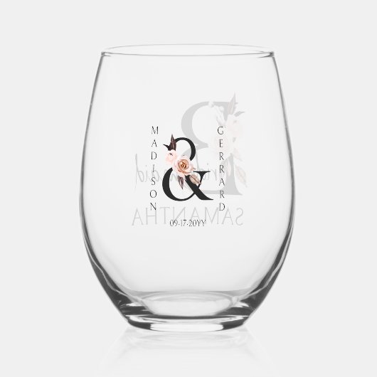 Bruidsmeisje Bloemenbrief Bruidsfeest Bruiloft Wijnglas Zonder Voet (Achterkant)