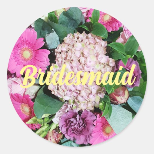Bruidsmeisje bloemstuk ronde sticker (Voorkant)