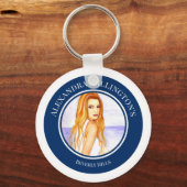 Bruidsmeisje blond haar meisje op het strand cirke sleutelhanger (Voorkant)