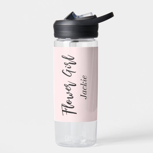 Bruidsmeisje Bloost Roze Bruiloftfeest Waterfles (Links)