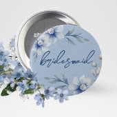 Bruidsmeisje Blue Floral Vrijgezellenfeest Button