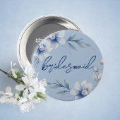 Bruidsmeisje Blue Floral Vrijgezellenfeest Button