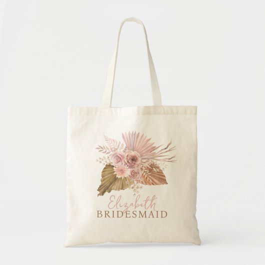 Bruidsmeisje Blush Roze Bloem Boho Douane Trouwen Tote Bag (Voorkant)