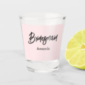 Bruidsmeisje Blush Roze Calligraphy Schrift  Shot Glas (Voorkant)