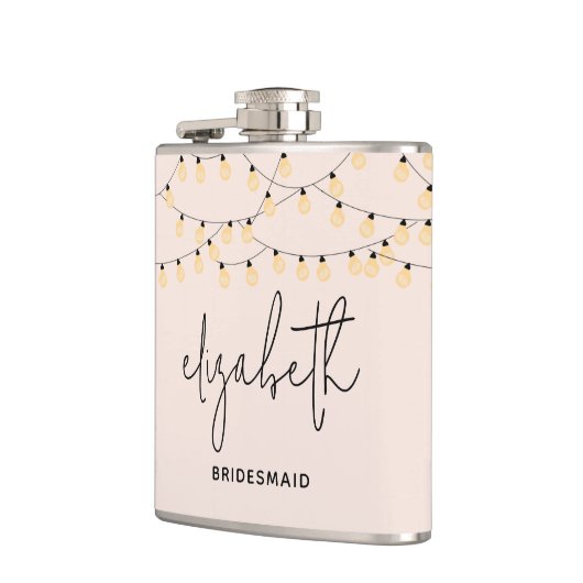 Bruidsmeisje Blush Roze Modern Script Heupfles (Links)