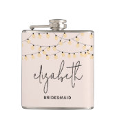 Bruidsmeisje Blush Roze Modern Script Heupfles (Voorkant)