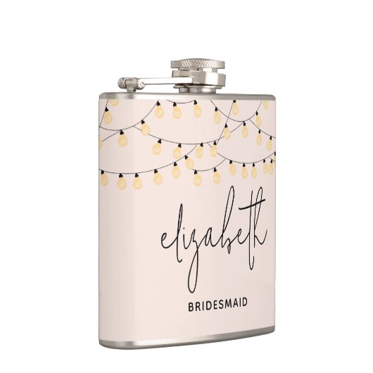 Bruidsmeisje Blush Roze Modern Script Heupfles (Rechts)