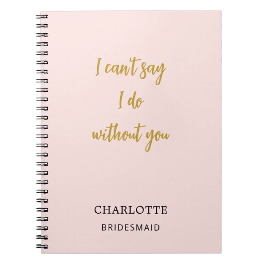 Bruidsmeisje blush roze offerte notitieboek (Voorkant)