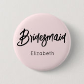 Bruidsmeisje Blush Roze Zwart Bruiloft   Ronde Button 5,7 Cm (Voorkant)