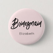 Bruidsmeisje Blush Roze Zwarte Trouw  Ronde Button 5,7 Cm (Voorkant)