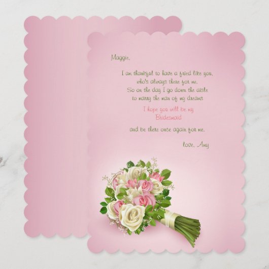 Bruidsmeisje Boeket - Zal je mijn bruidsmeisje zij Kaart (Voorkant / Achterkant)