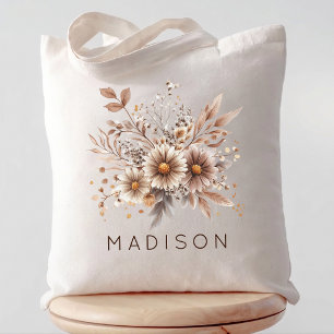 Bruidsmeisje   Boho Bloemige Meisjesuitje Naam Tote Bag