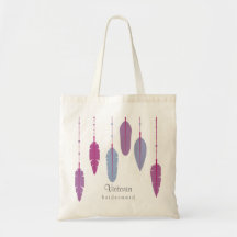 Bruidsmeisje Boho Paarse Veer Monogrammed